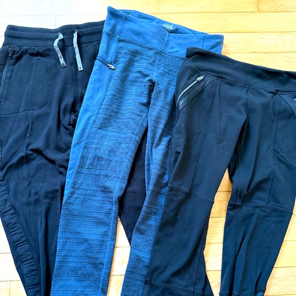 ATHLETA GIRLS set of 3 pants- 1 soft jogger & 2 Leggings size large 12 EUC! - Picture 1 of 4